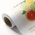Art Deco style poster featuring assorted fruits in vibrant colors on rolled canvas, ideal for nursery wall art.
