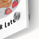 Large abstract wall art on acrylic glass featuring mid-century modernist swirls in earthy tones, ideal for dining room decor.