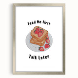 Textured art print featuring abstract food motifs in silver frame, ideal for modern kitchen decor.