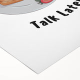 Art deco poster featuring culinary motifs in pastel shades on rolled canvas, suitable for dining room wall art.