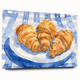 Large abstract wall art print of assorted pastries in muted colors on acrylic glass, ideal for bedroom or dining room decor.