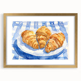 Extra large abstract art print featuring textured pastries in gold frame, ideal for living room decor.