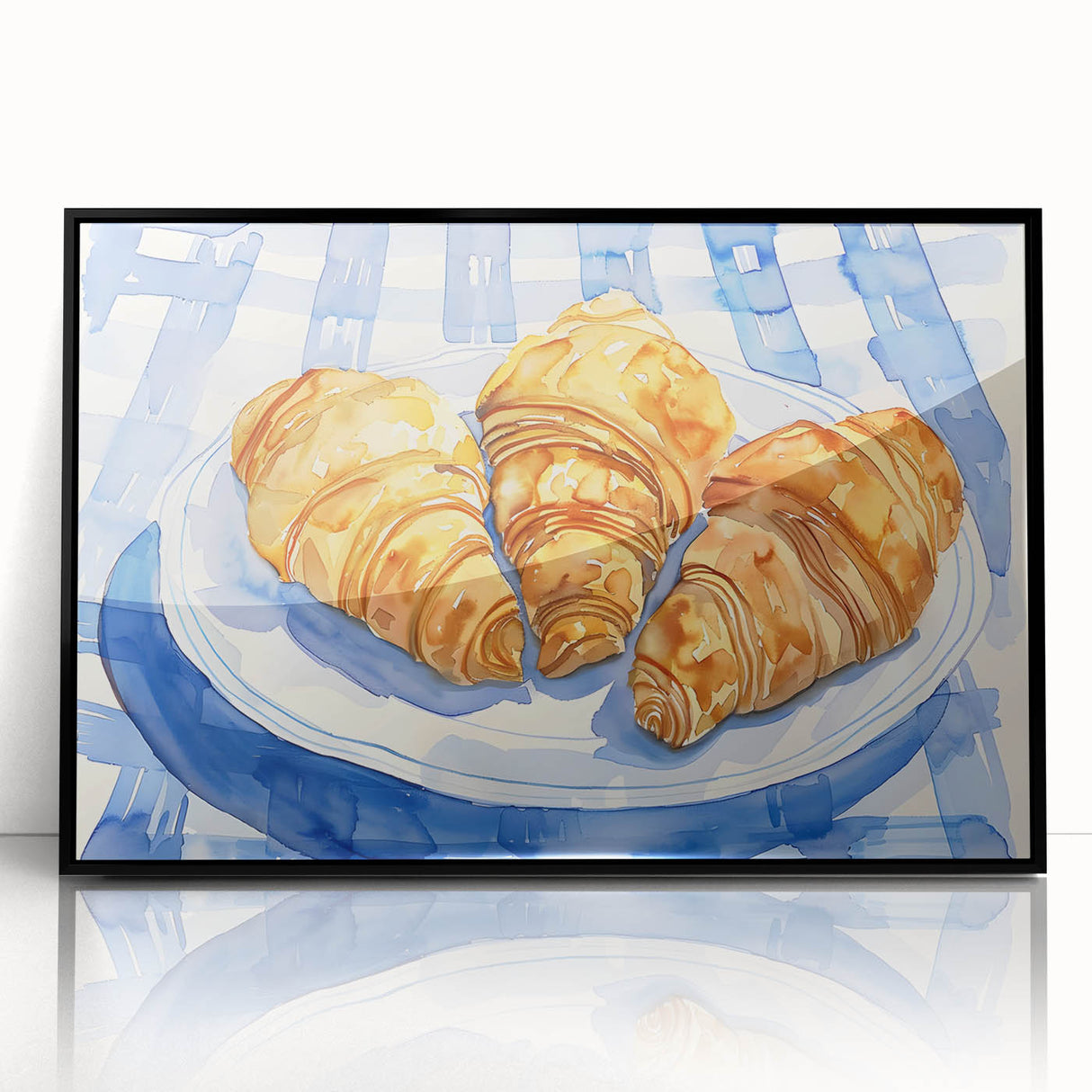 Large abstract wall art featuring assorted pastries in muted colors, framed acrylic, ideal for kitchen wall decor.