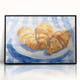 Large abstract wall art featuring assorted pastries in muted colors, framed acrylic, ideal for kitchen wall decor.