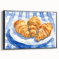Black and white framed canvas of vintage pastry illustrations, ideal for bedroom wall decor.
