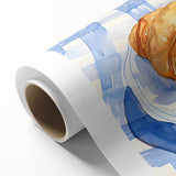 Art deco poster featuring an array of pastries in soft pastel tones on rolled canvas, ideal for nursery wall art.