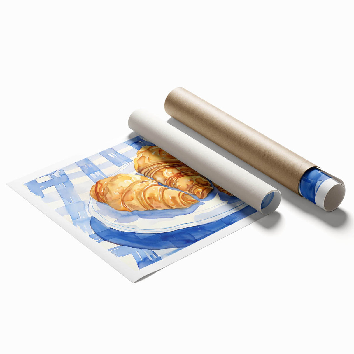 Extra large rolled print featuring a variety of pastries in soft pastel shades.