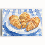 Black and white stretched canvas featuring an array of pastries, ideal for kitchen wall art.
