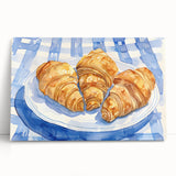 Black and white stretched canvas featuring an assortment of pastries, ideal for kitchen wall art.