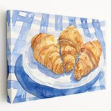 Large canvas featuring assorted pastries in realistic style with warm beige and brown tones, ideal for kitchen wall art.