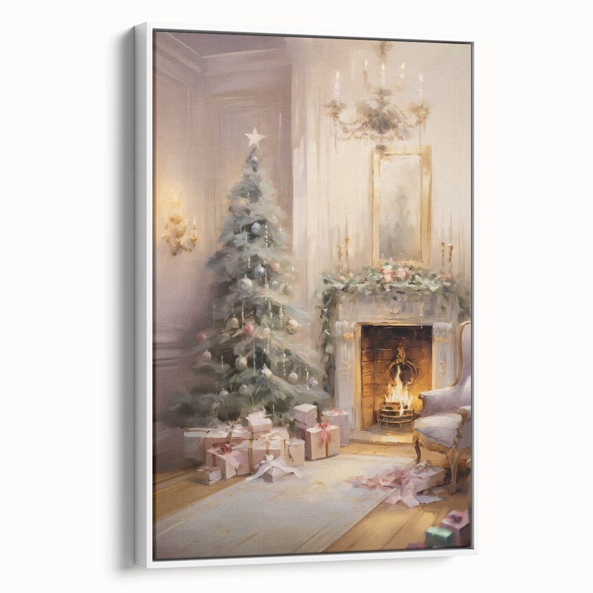 Cozy Fireplace & Christmas Tree – Classic Christmas Wall Decor
