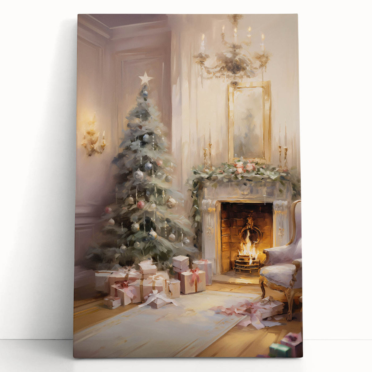 Cozy Fireplace & Christmas Tree – Classic Christmas Wall Decor