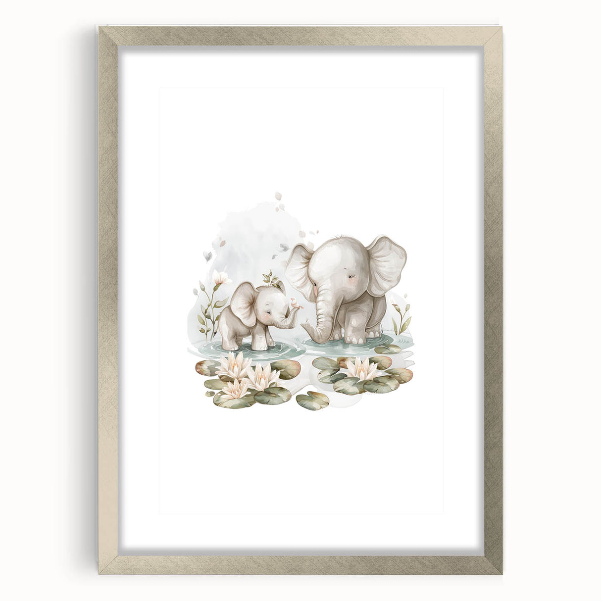 Mother and Baby Elephant Girls Room Wall Art – Nursery Print