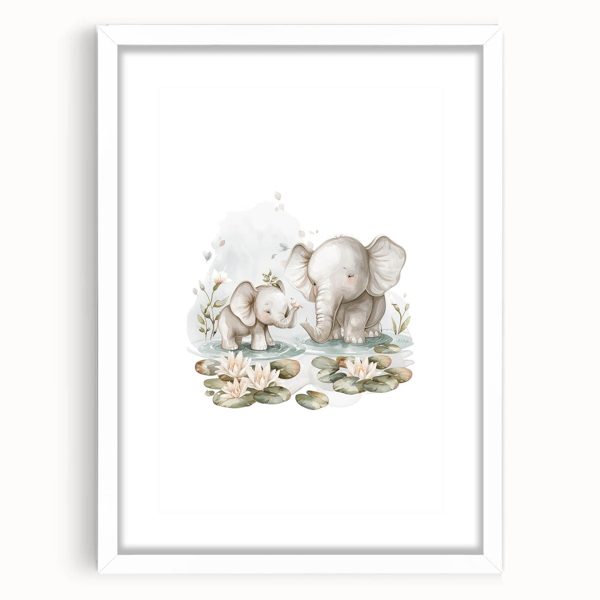 Mother and Baby Elephant Girls Room Wall Art – Nursery Print