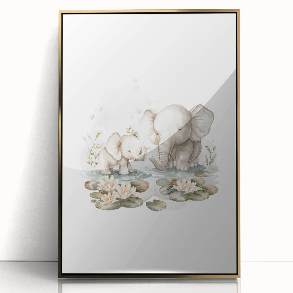 Mother and Baby Elephant Girls Room Wall Art – Nursery Print