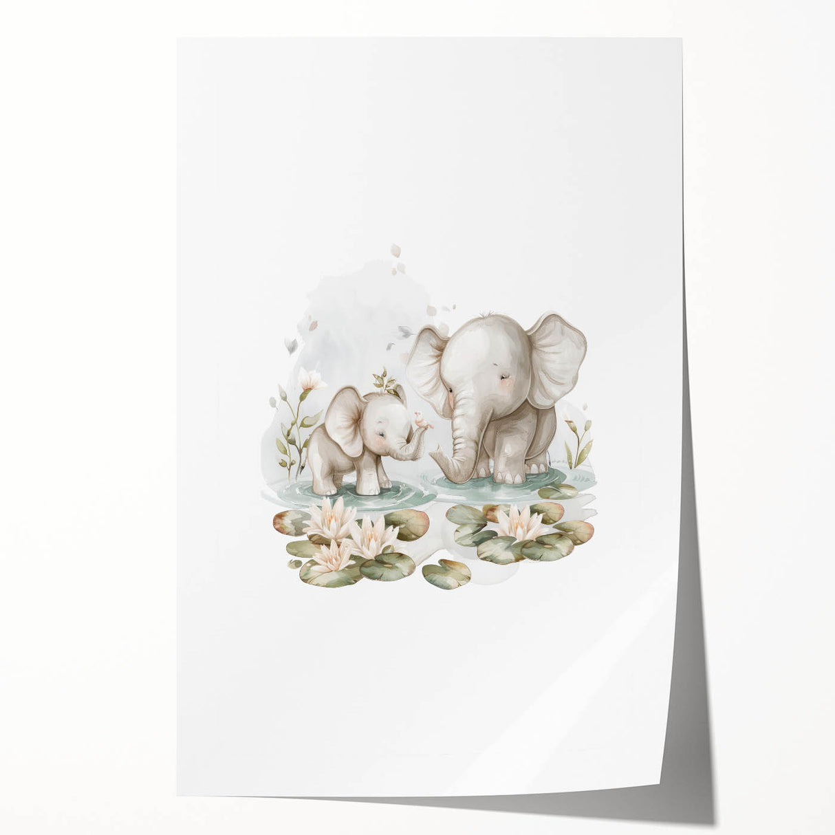 Mother and Baby Elephant Girls Room Wall Art – Nursery Print