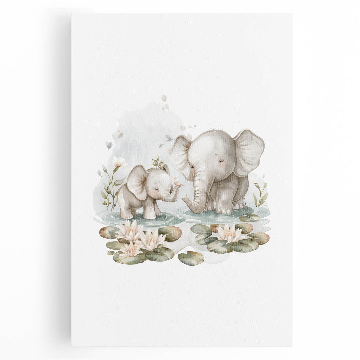 Mother and Baby Elephant Girls Room Wall Art – Nursery Print