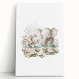 Mother and Baby Elephant Girls Room Wall Art – Nursery Print