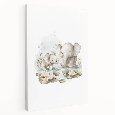 Mother and Baby Elephant Girls Room Wall Art – Nursery Print