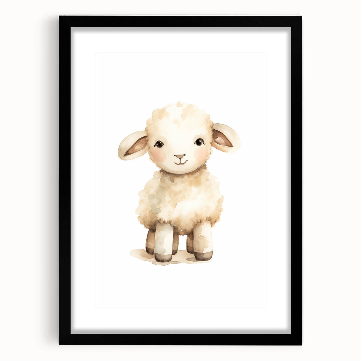 Cute Fluffy Lamb Nursery Wall Art - Baby Room Decor Print