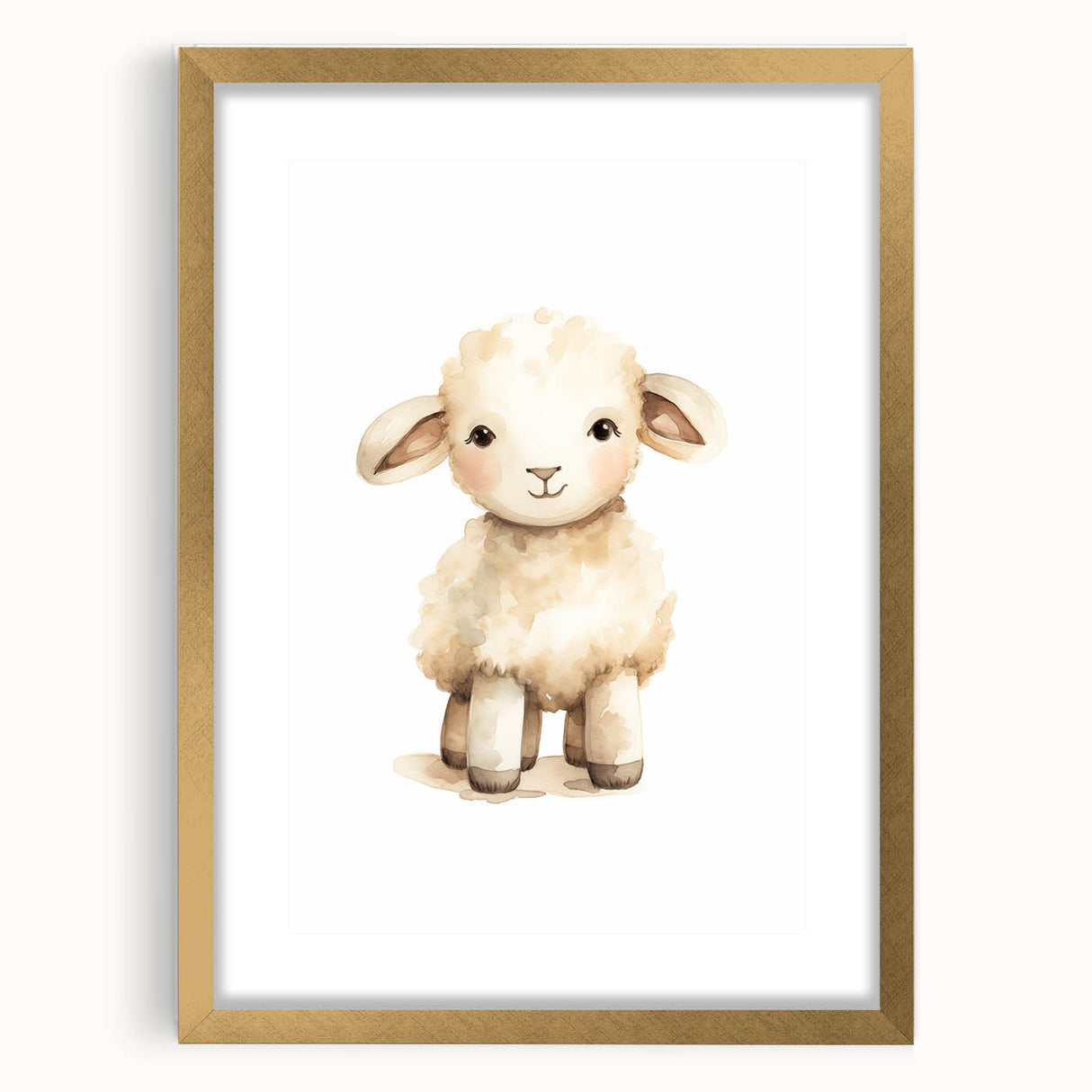 Cute Fluffy Lamb Nursery Wall Art - Baby Room Decor Print