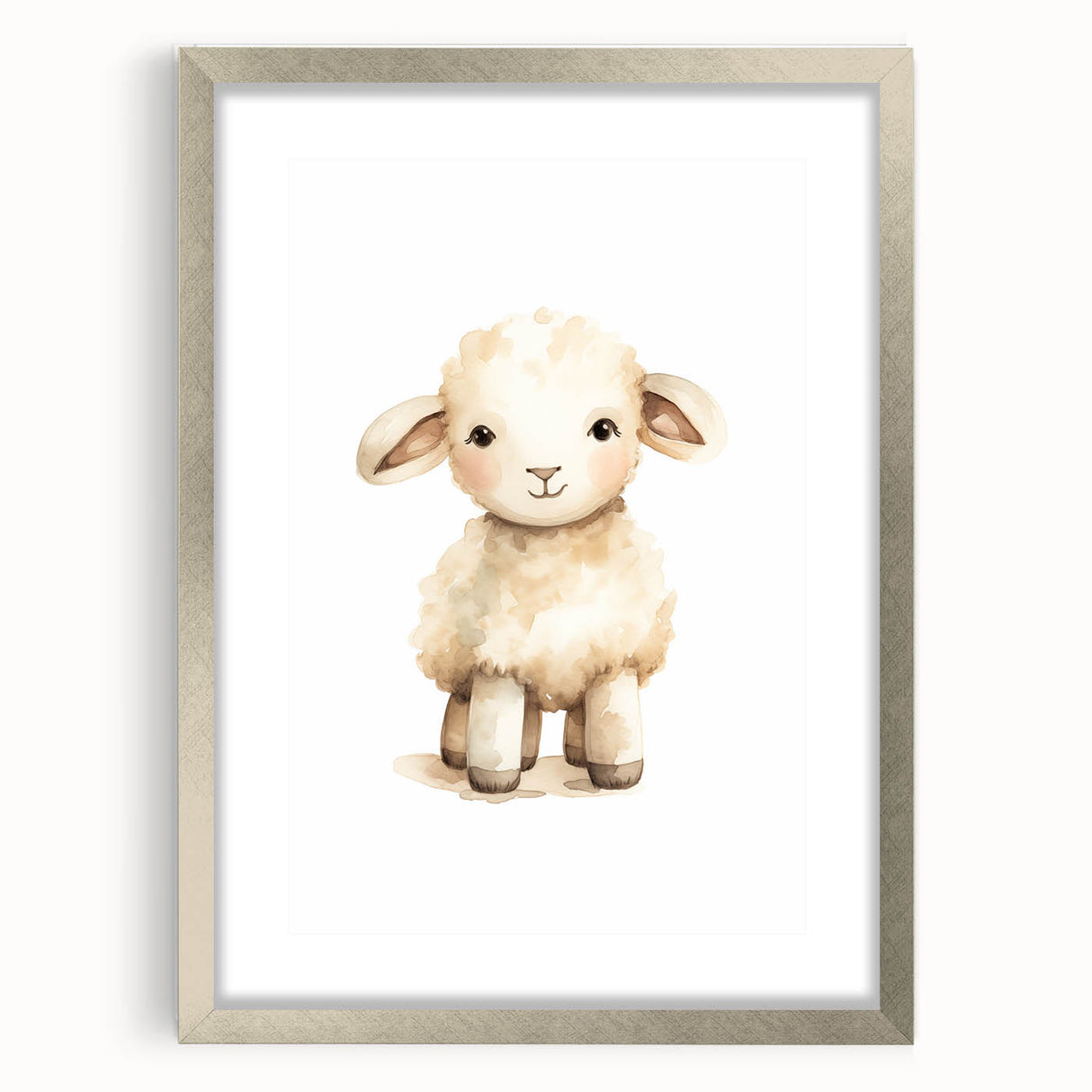 Cute Fluffy Lamb Nursery Wall Art - Baby Room Decor Print