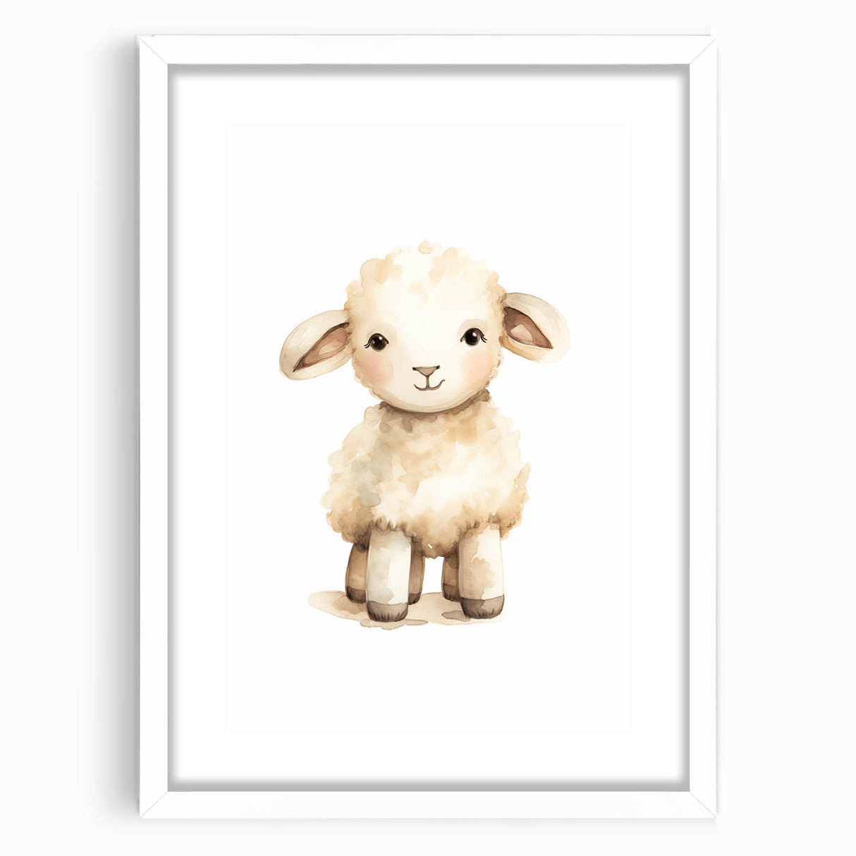 Cute Fluffy Lamb Nursery Wall Art - Baby Room Decor Print