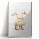 Cute Fluffy Lamb Nursery Wall Art - Baby Room Decor Print