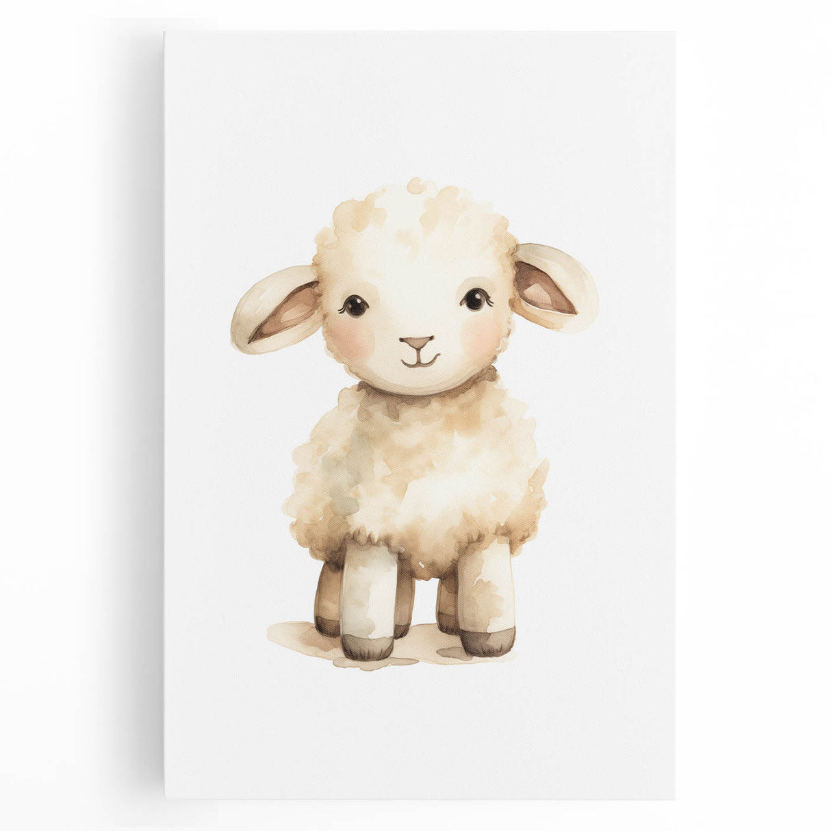 Cute Fluffy Lamb Nursery Wall Art - Baby Room Decor Print
