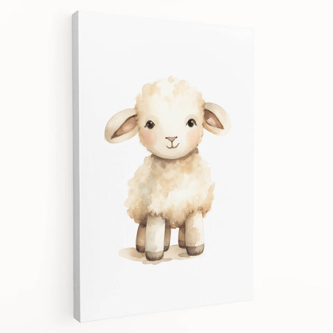 Cute Fluffy Lamb Nursery Wall Art - Baby Room Decor Print