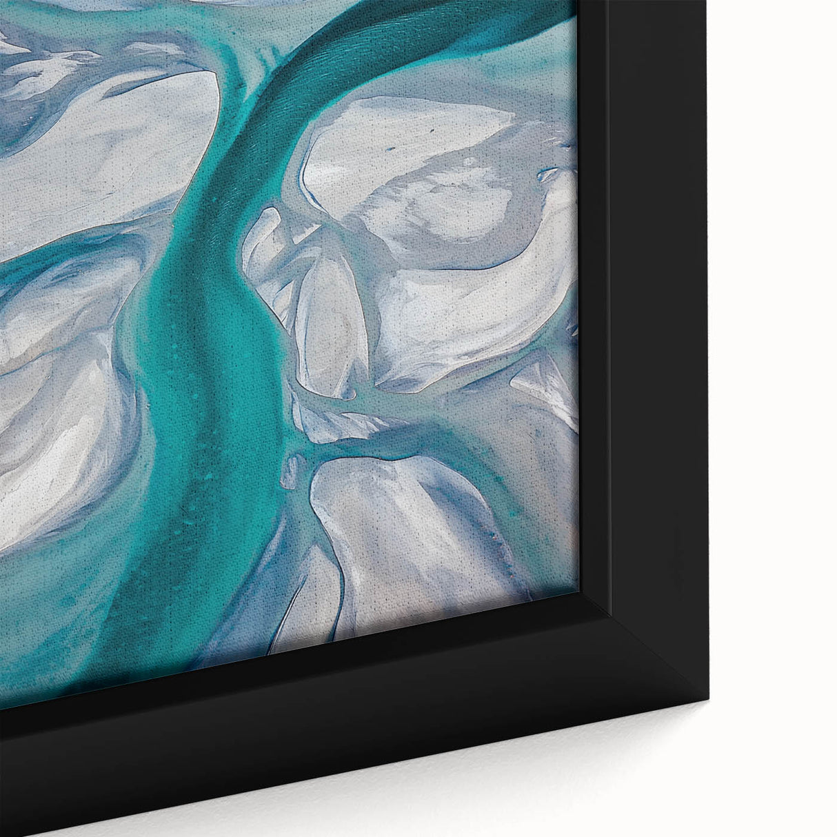 Close-up of a framed canvas showcasing a vibrant desert landscape with golden dunes, emphasizing textured details and warm hues, perfect for home decor.