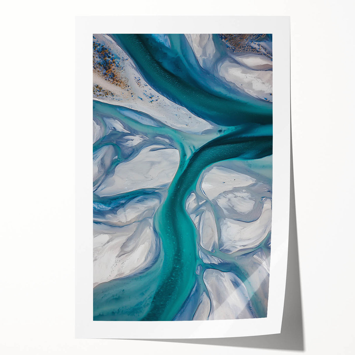 Desert landscape print showcasing golden sand dunes under a vibrant sunset sky, rolled and packaged in a protective tube for easy display and storage.