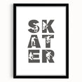 Skater Typography Art Print – Dynamic Skateboarding Wall Art Canvas