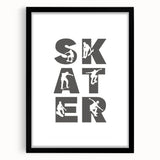 Skater Typography Art Print – Dynamic Skateboarding Wall Art Canvas