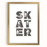 Skater Typography Art Print – Dynamic Skateboarding Wall Art Canvas