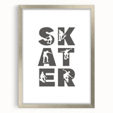 Skater Typography Art Print – Dynamic Skateboarding Wall Art Canvas