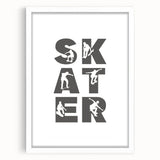 Skater Typography Art Print – Dynamic Skateboarding Wall Art Canvas