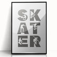 Skater Typography Art Print – Dynamic Skateboarding Wall Art Canvas