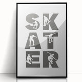 Skater Typography Art Print – Dynamic Skateboarding Wall Art Canvas
