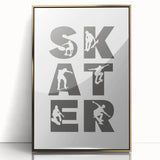Skater Typography Art Print – Dynamic Skateboarding Wall Art Canvas