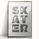 Skater Typography Art Print – Dynamic Skateboarding Wall Art Canvas