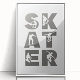 Skater Typography Art Print – Dynamic Skateboarding Wall Art Canvas