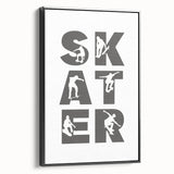 Skater Typography Art Print – Dynamic Skateboarding Wall Art Canvas