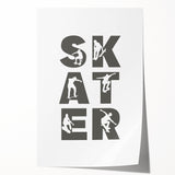 Skater Typography Art Print – Dynamic Skateboarding Wall Art Canvas