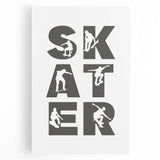 Skater Typography Art Print – Dynamic Skateboarding Wall Art Canvas