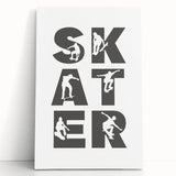 Skater Typography Art Print – Dynamic Skateboarding Wall Art Canvas