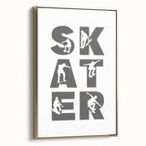 Skater Typography Art Print – Dynamic Skateboarding Wall Art Canvas