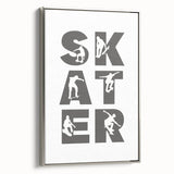 Skater Typography Art Print – Dynamic Skateboarding Wall Art Canvas