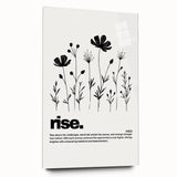 Monochrome Motivational Typography Art Print - "Rise" Canvas