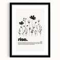 Monochrome Motivational Typography Art Print - "Rise" Canvas
